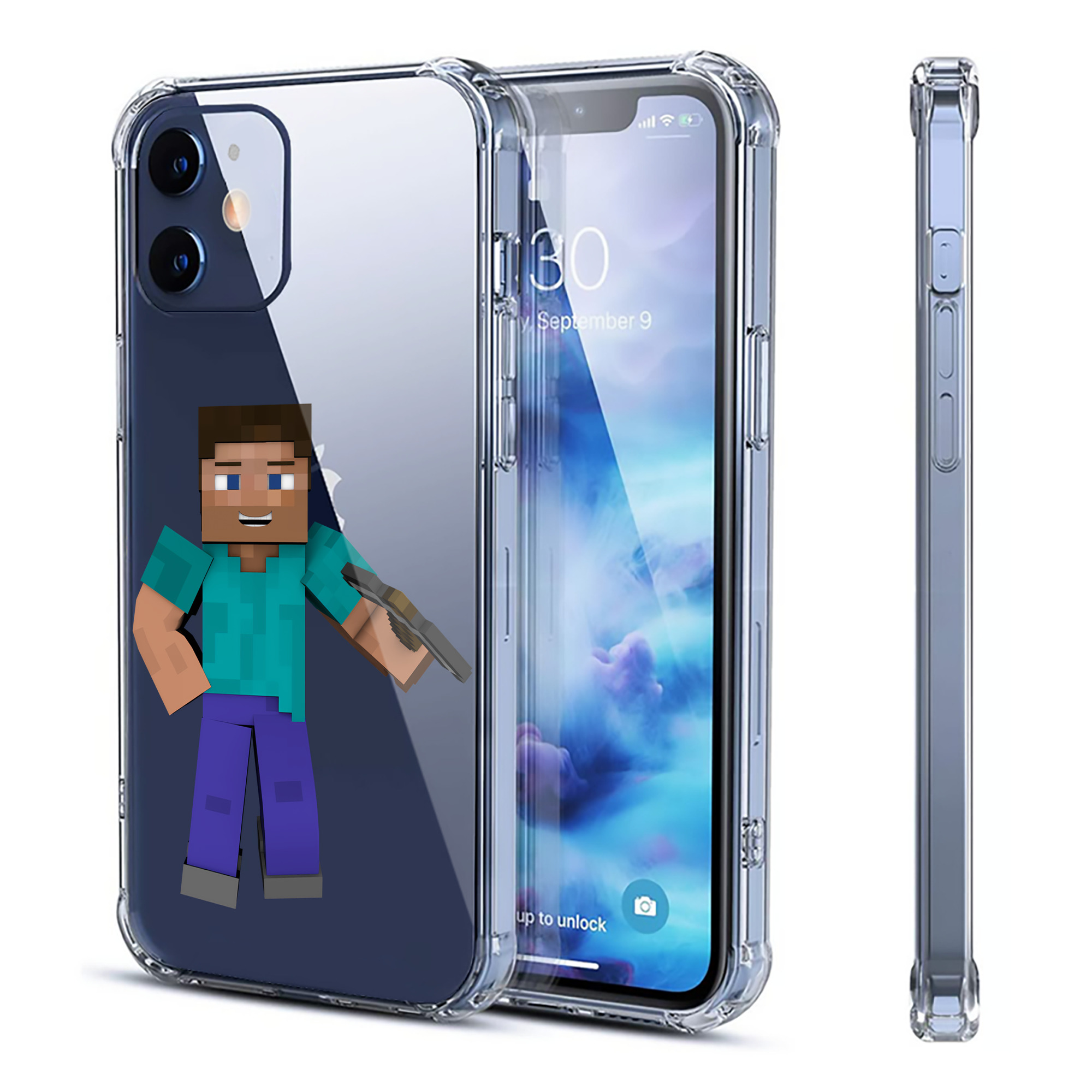 （画像用） マインクラフト ブロックの世界 Minecraft MC Block world 【iPhone 12シリーズ対応】透明スマホケース（クリアソフトケース）